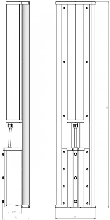 Габаритные и установочные размеры светодиодного светильника Светодиодный светильник STREET